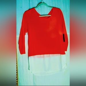 Womens Orange & White Blouse